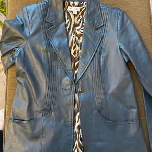 DENIM & CO Leather Blazer Blue